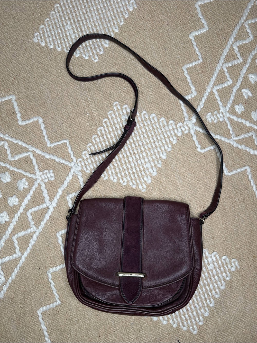 kate spade Burgundy Leather Crossbody Saddle Bag
